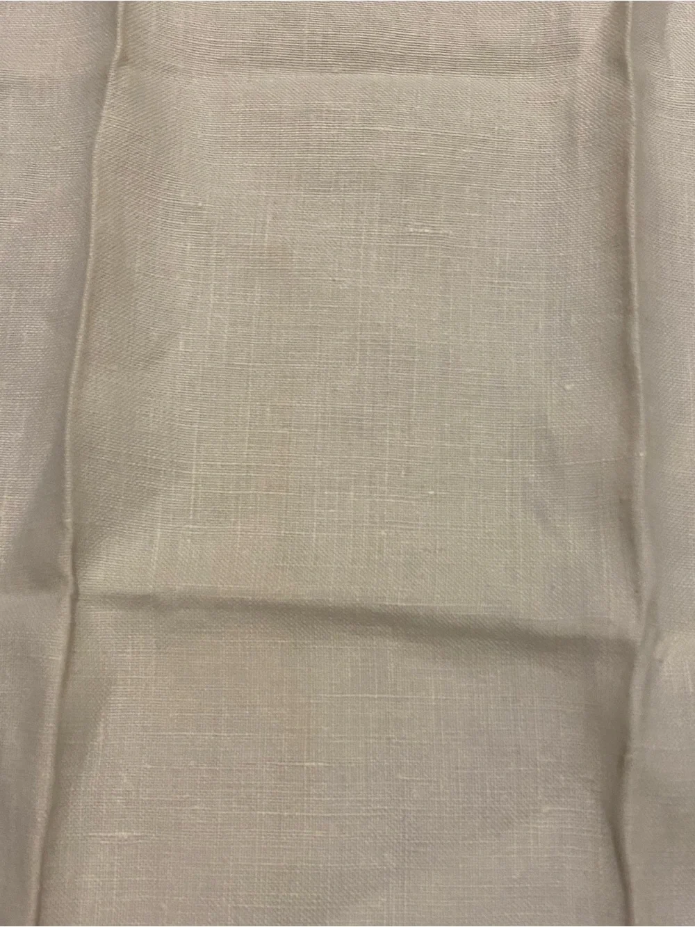 Vintage Ivory Beige Linen Tea Dish Towel 21x14 Embroidered Pattern At Bottom